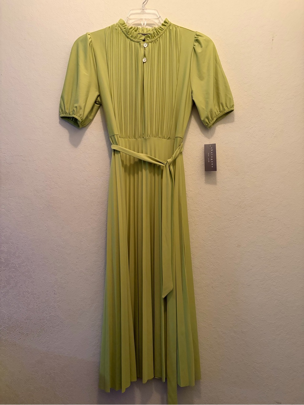 NWT chartreuse sharagano pleated dress